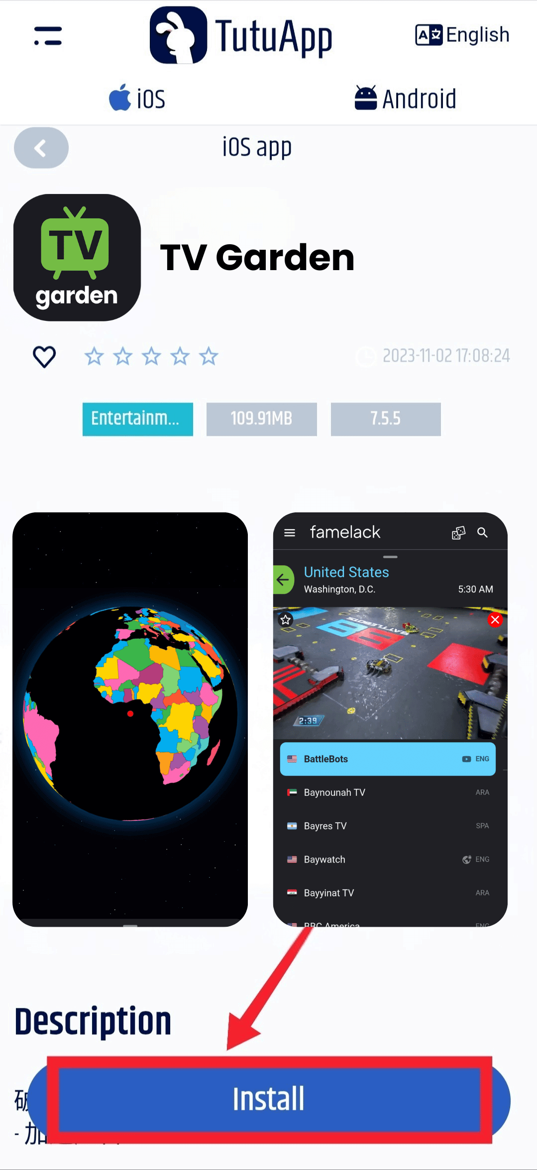 Install TV Garden iOS