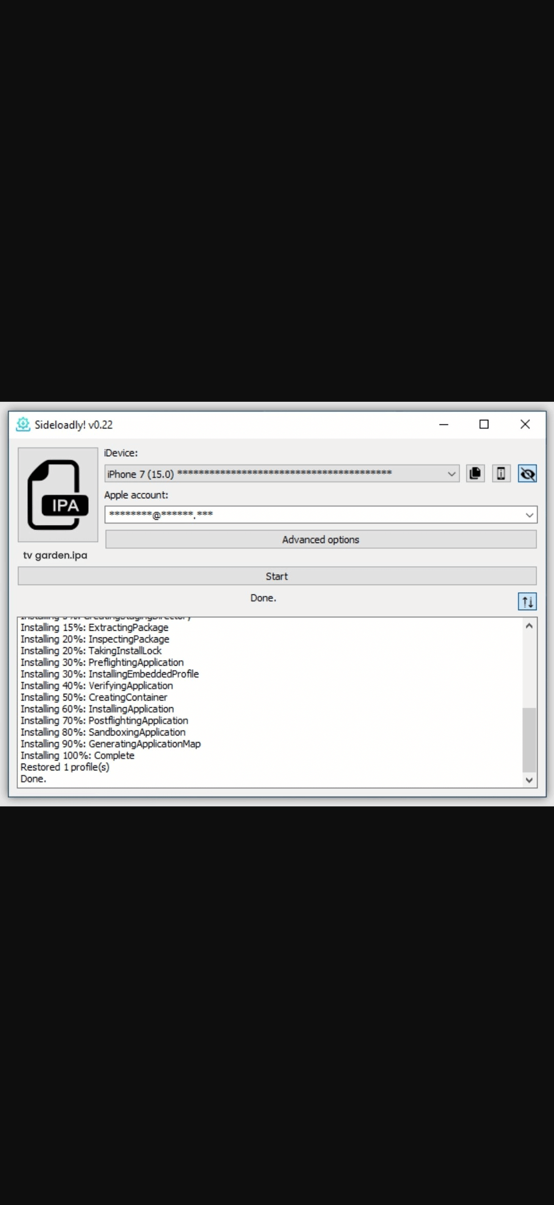 Start Sideloading Process