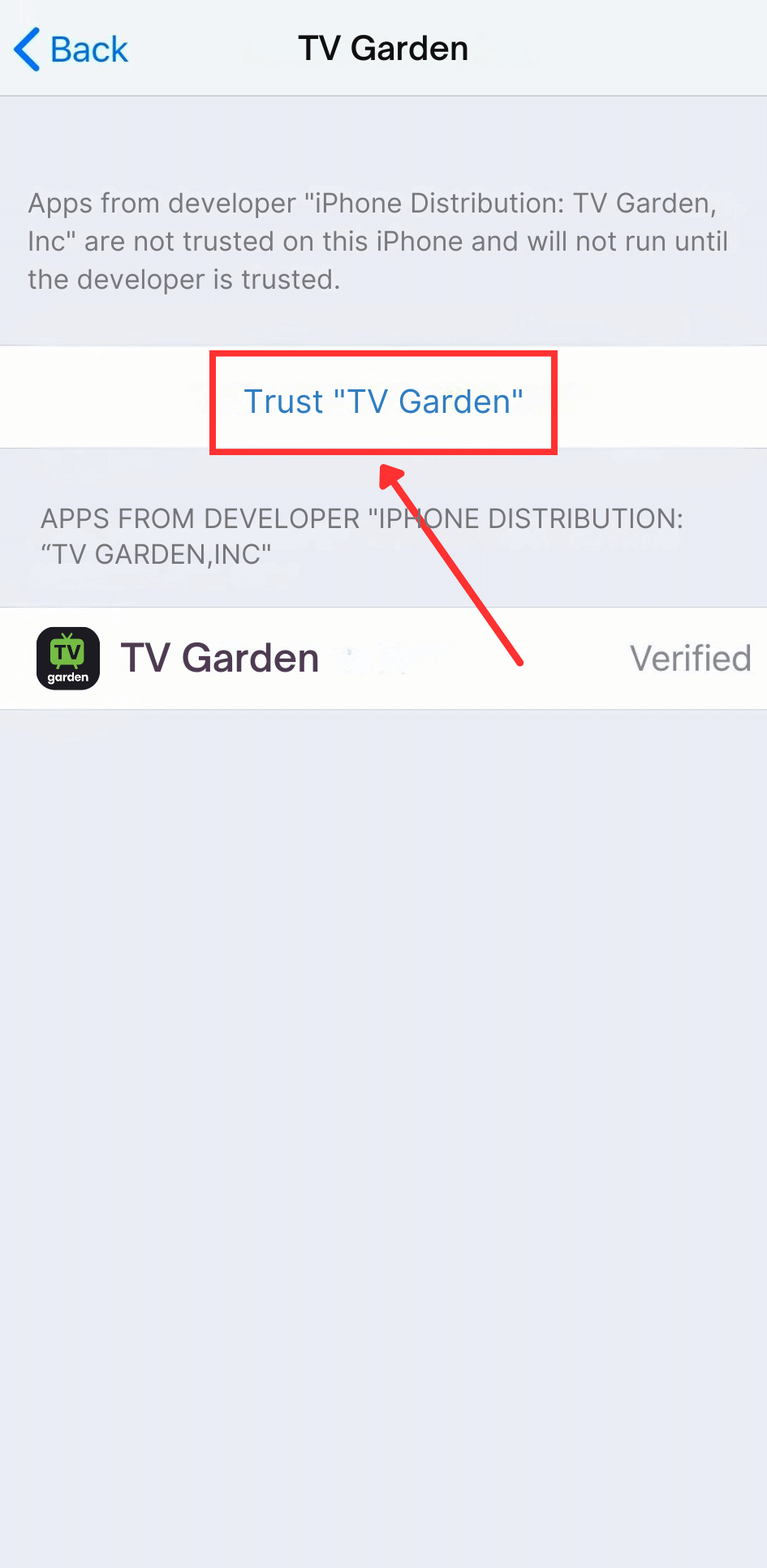 Trust Developer on iPhone